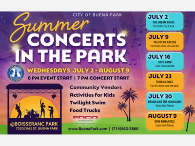 Buena Park Free Summer Concerts | Boisseranc Park | Jul 2 - Aug 6 
