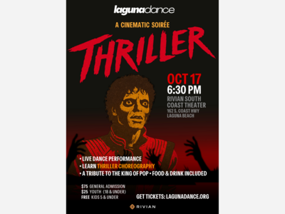 Thriller, A Live Dance Performance | Rivian Theater-Laguna Beach | Oct 17