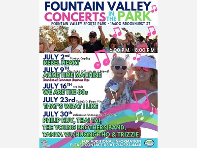 Fountain Valley SummerFest & Concerts in the Park | FV Sports Parks | Thursdays, Jul 2 - 30